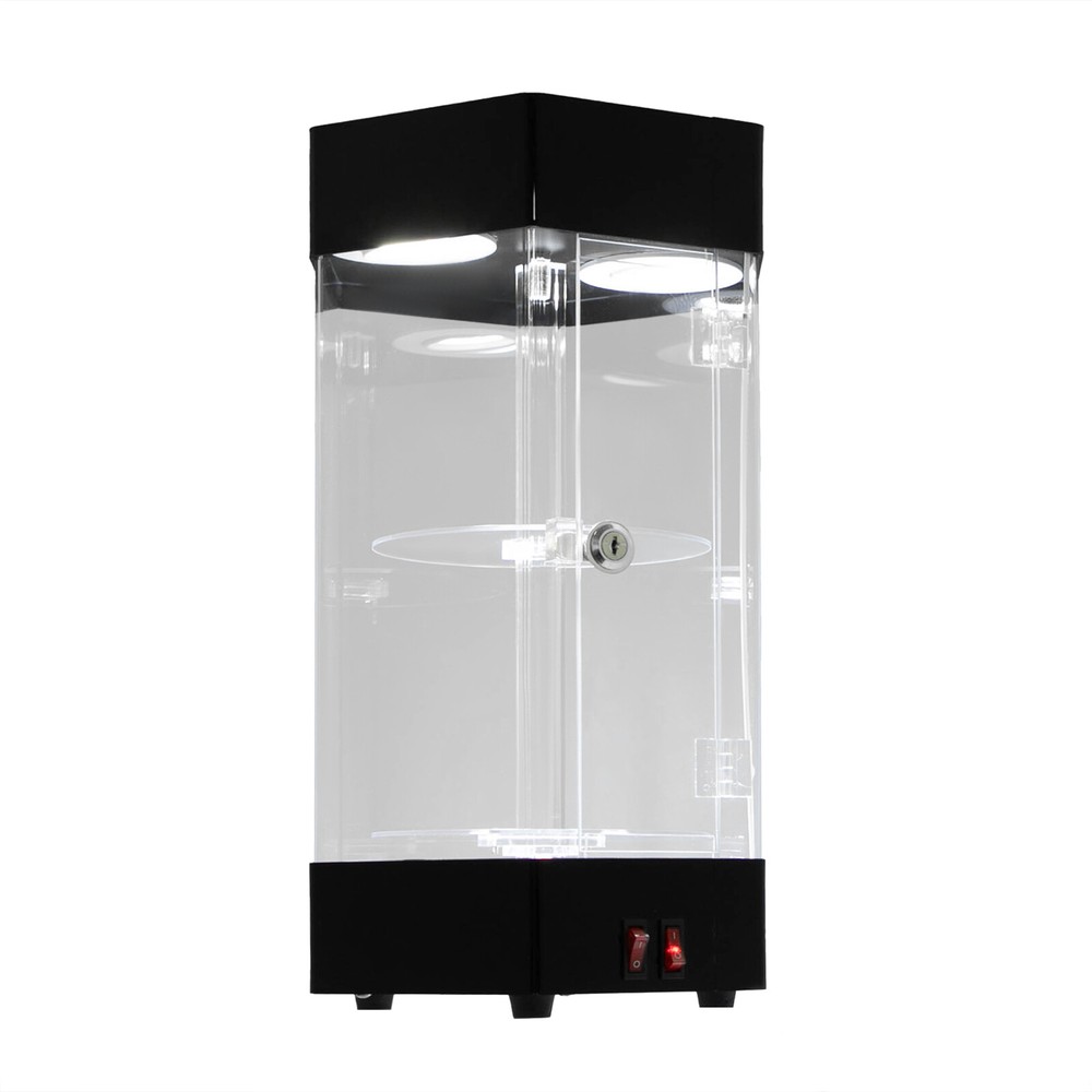 Electric Rotating Clear Display Case Hexagonal Display Case W/ 2 LED Lighting US