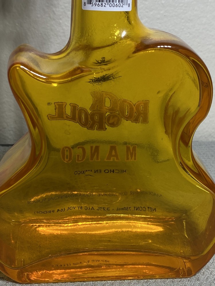 2 Rock N Roll Mango & Strawberry Guitar Shaped Tequila 750ml EMPTY Bottles