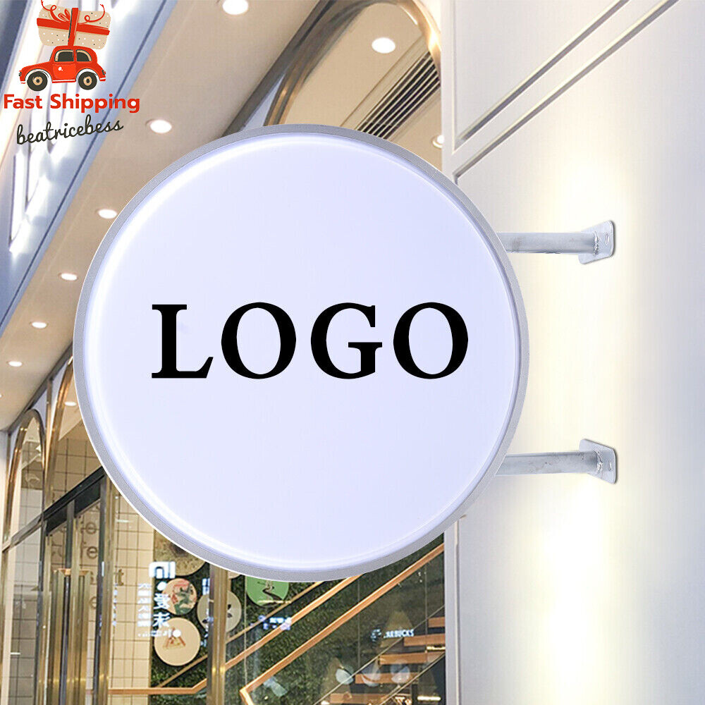 20" LED Double Sided Round Light Box Outdoor Sign Advertising Projecting Light