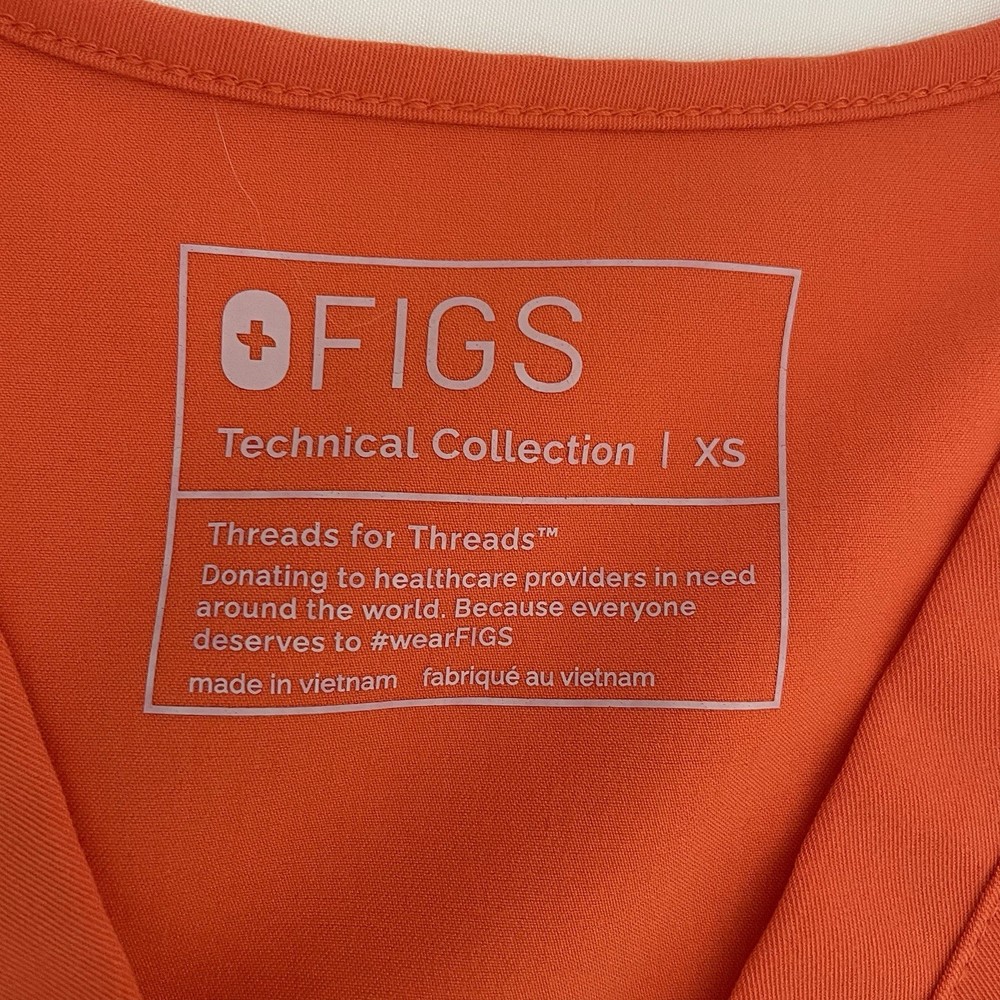 Figs Scrub Top Womens Extra Small XS Technical Collection Orange