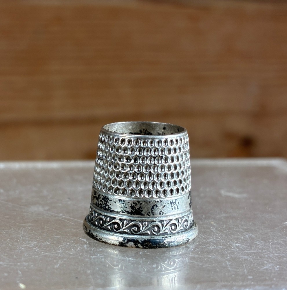 Antique Sterling Silver Open Top Tailor's THIMBLE sz 6
