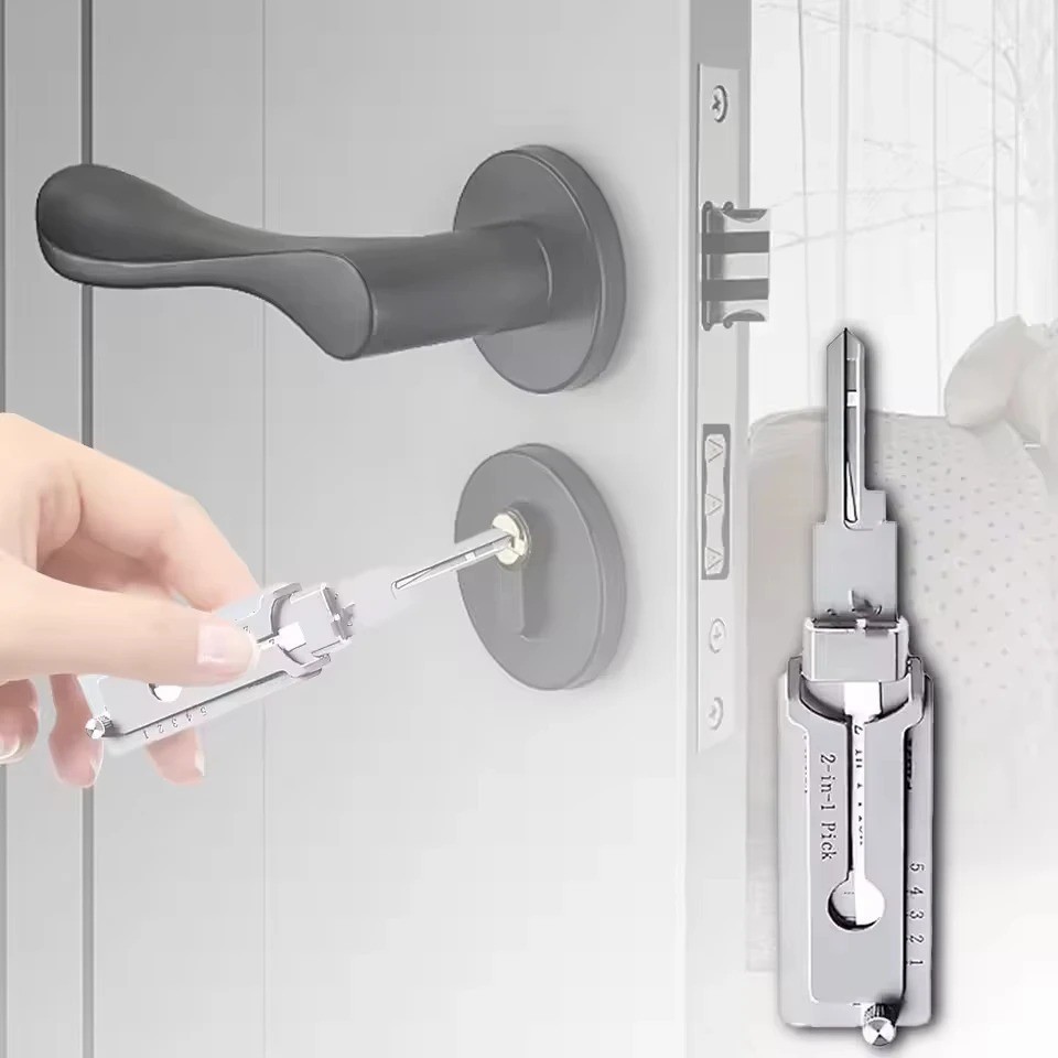 SS001 Key Decoder Stainless Steel Lock Key Precision Hook Pick Set Maintenance