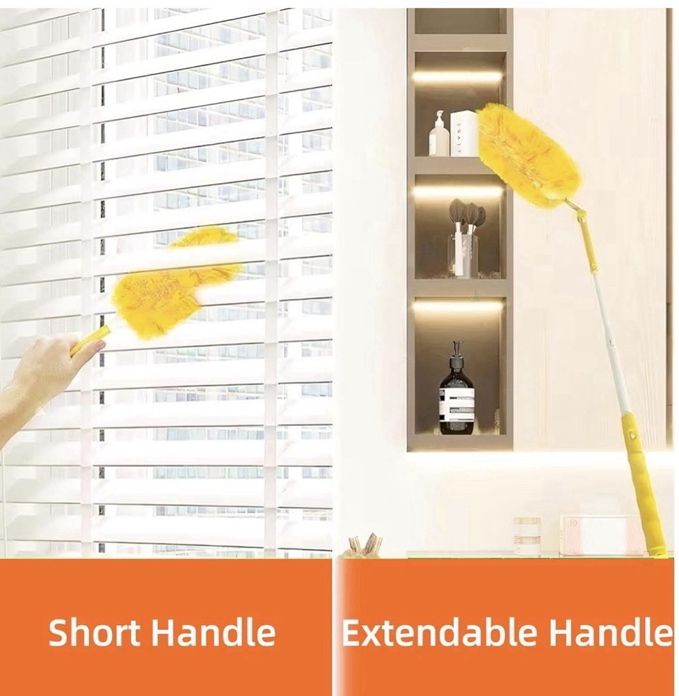 20 Pack Yellow Microfiber Duster Refills with Extendable & Short Handles
