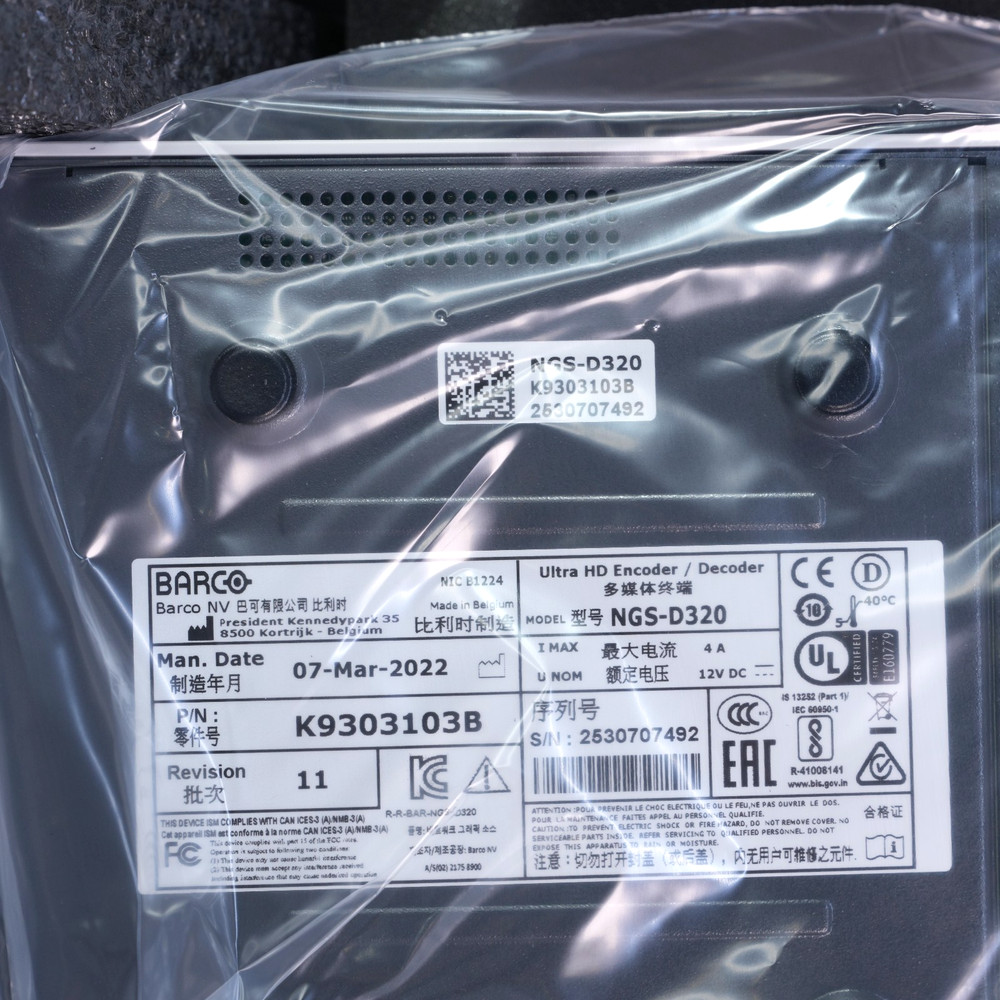 Barco NGS-D320 FLEX ULTRA HD Encoder Decoder T12-WH