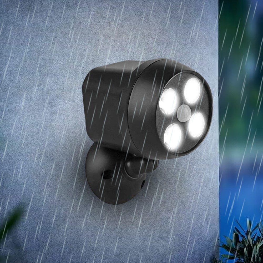 Battery Powered Security Lights Motion Sensor Outdoor Lamp Spotlight with 4LEDs