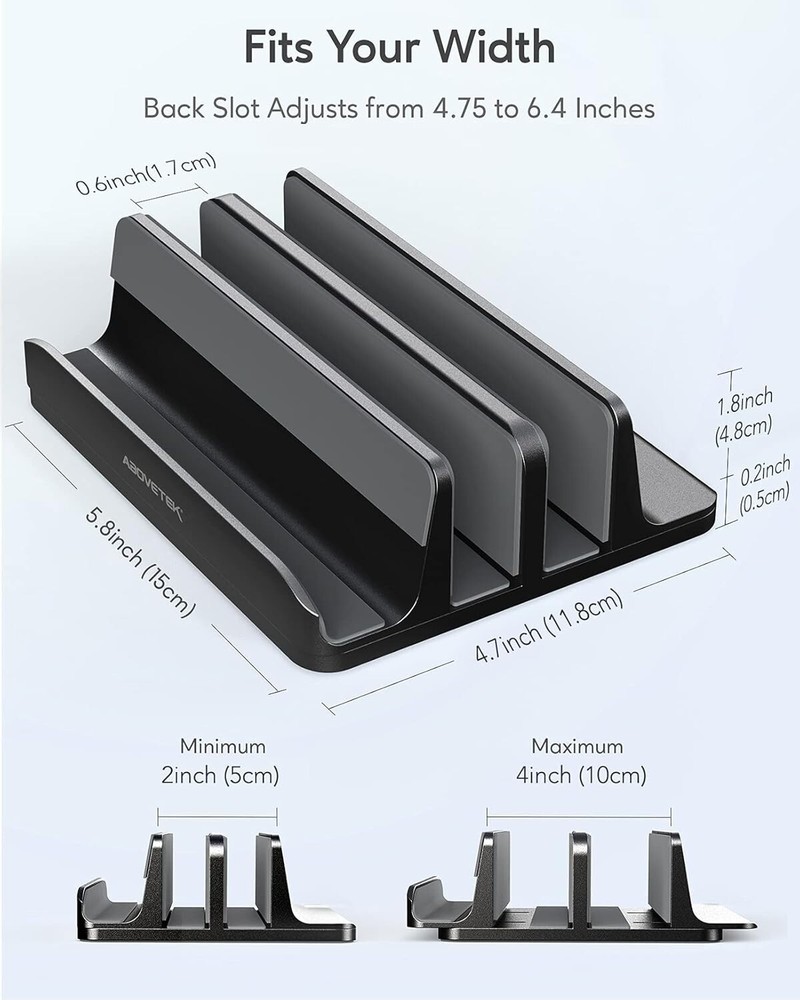Space-Saving Aluminum Vertical Dock: Holds Laptops, Tablets & Phones Securely
