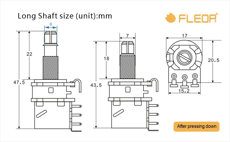 10pcs A500K Push Pull Potentiometer Pots Volume Tone Control Long Split Shaft