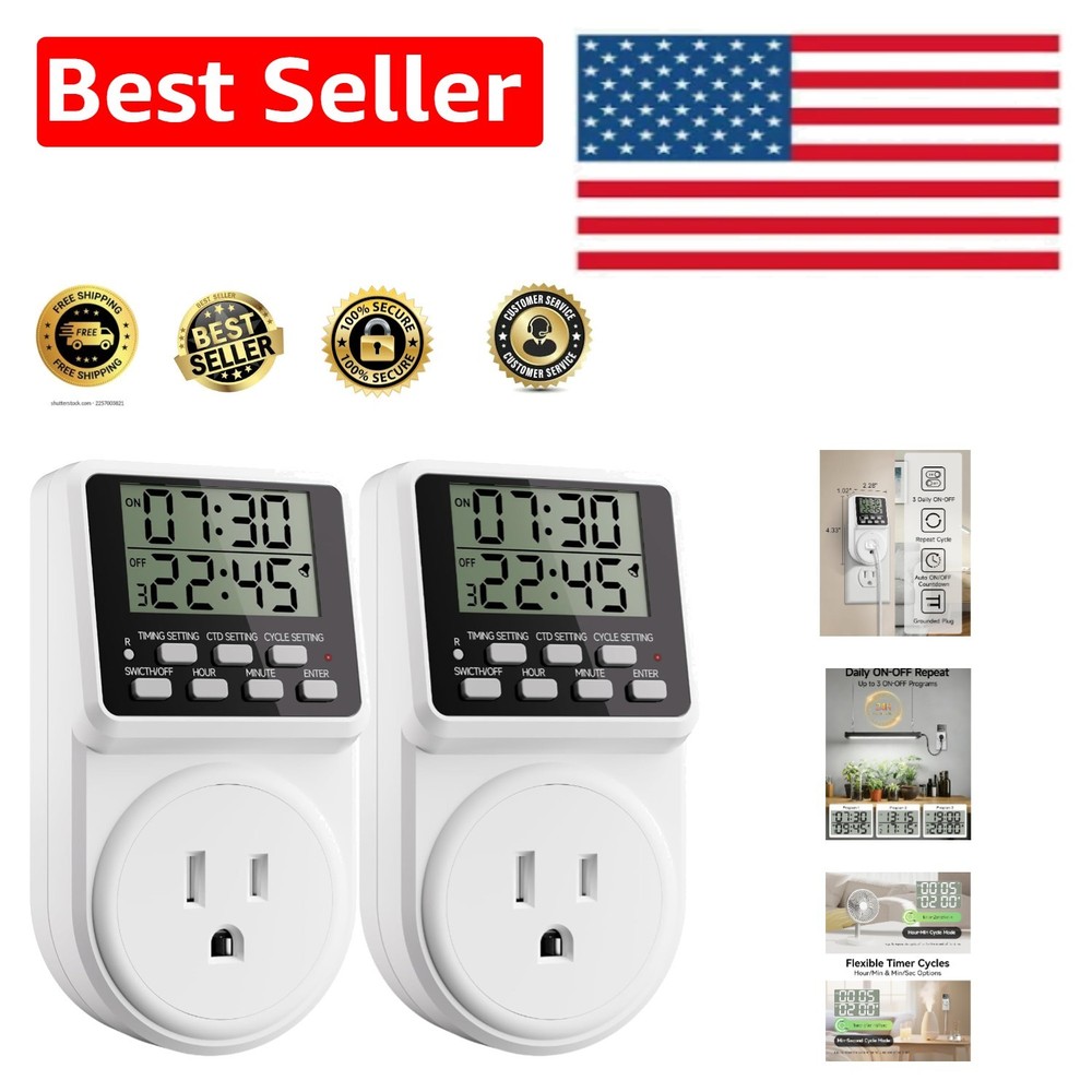 Versatile Intermittent Timer for Lights & Electronics - 2 Pack Energy Solution
