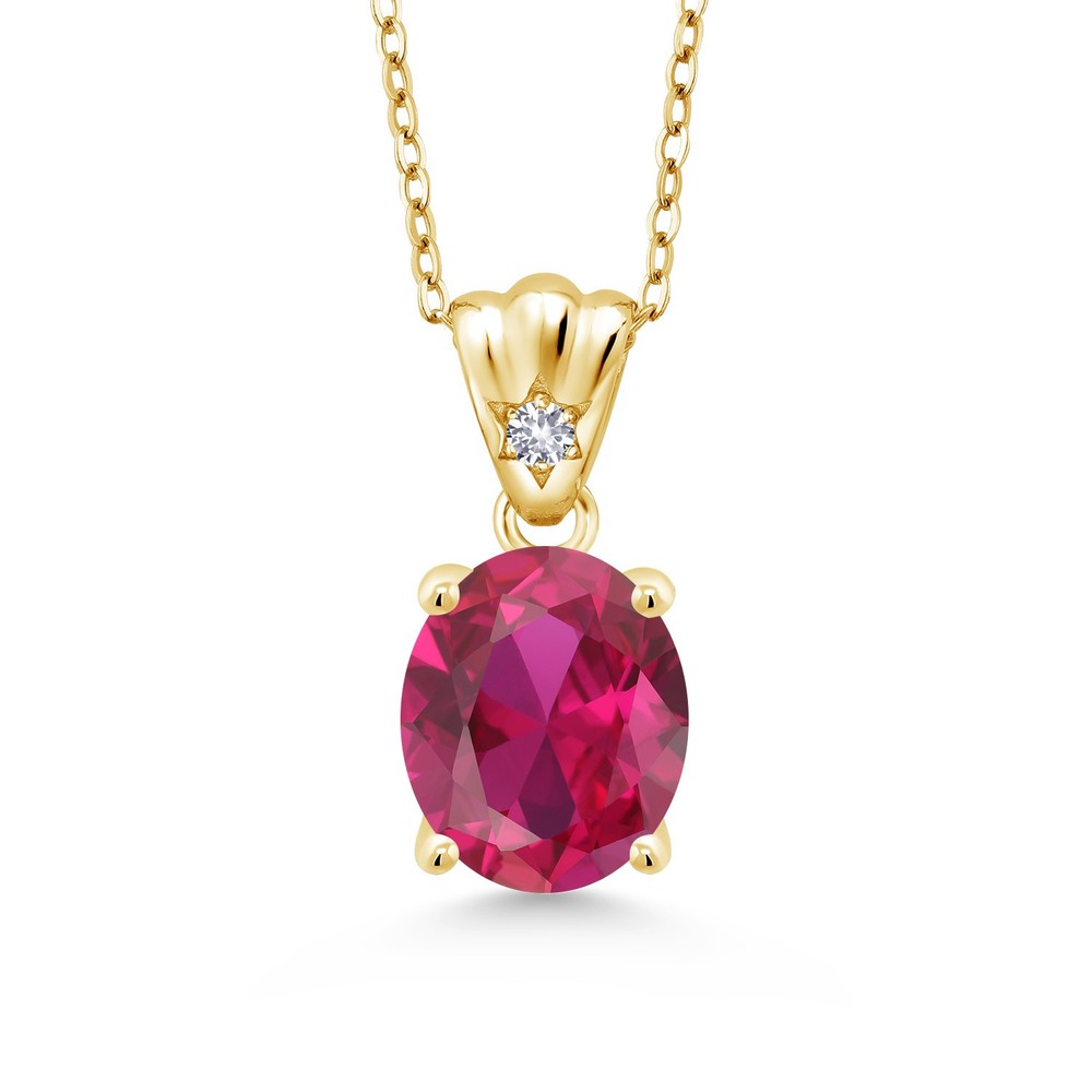 4.04 Ct Created Ruby White Created Sapphire 18K Yellow Gold Plated Silver