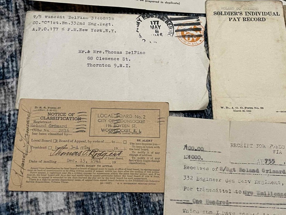 WW2 WWII US Army 332nd Engineer GS Regiment Document Grouping P38 CAPTURE PAPERS