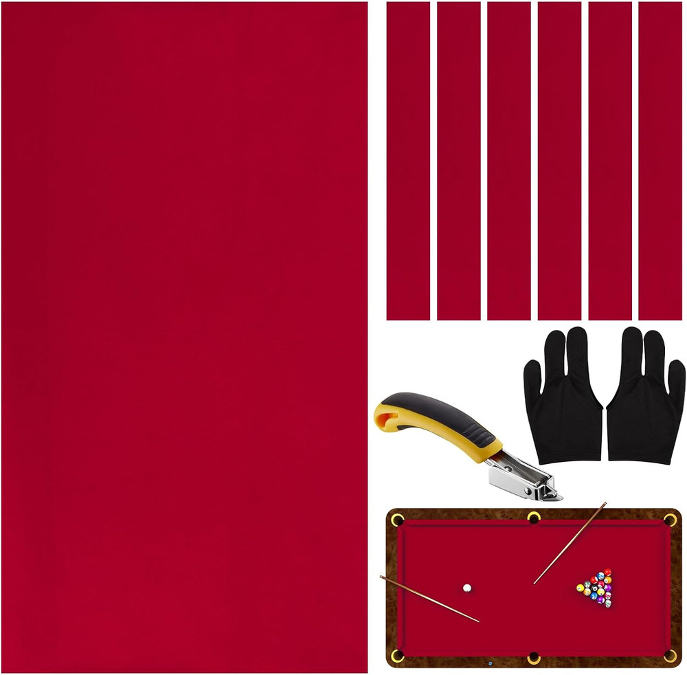 Pre-Cut Pool Table Felt Replacement Kit - 8Ft Billiard Cloth W/Gloves, Strips &