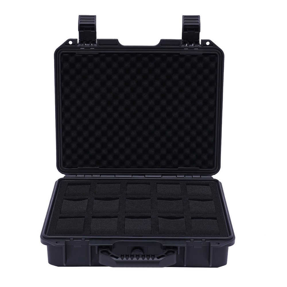 15 Slots Plastic Suitcase Display Storage Case Waterproof Watch Storage Box Case