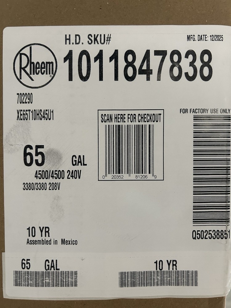 ProTerra 65gal Smart High Efficiency Hybrid Pump Water Heater XE65T10HS45U1 READ