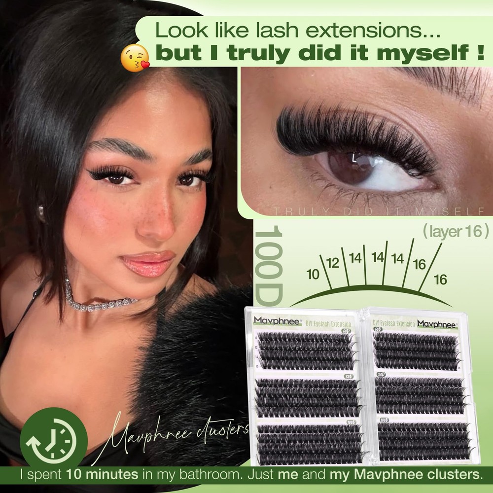 D-Curly Cluster Eyelash Extensions 480Pcs Volume Lash Extensions DIY Eyelash ...
