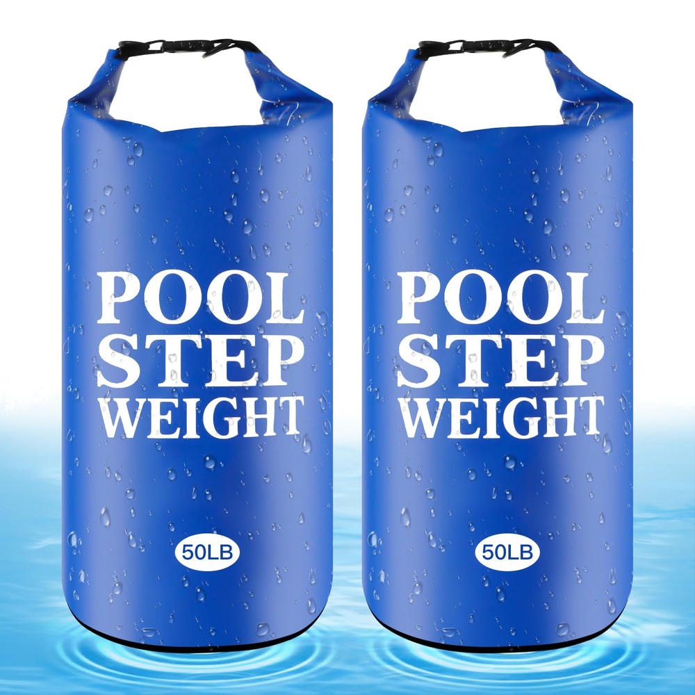 2Pcs Blue Pool Step Weights, 50LB PVC Waterproof Swimming Ladder