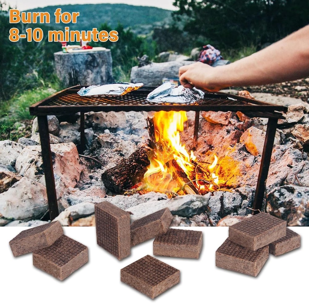 Water-Resistant Mini Fire Starters for Campfires & BBQ Grills - 32 Count