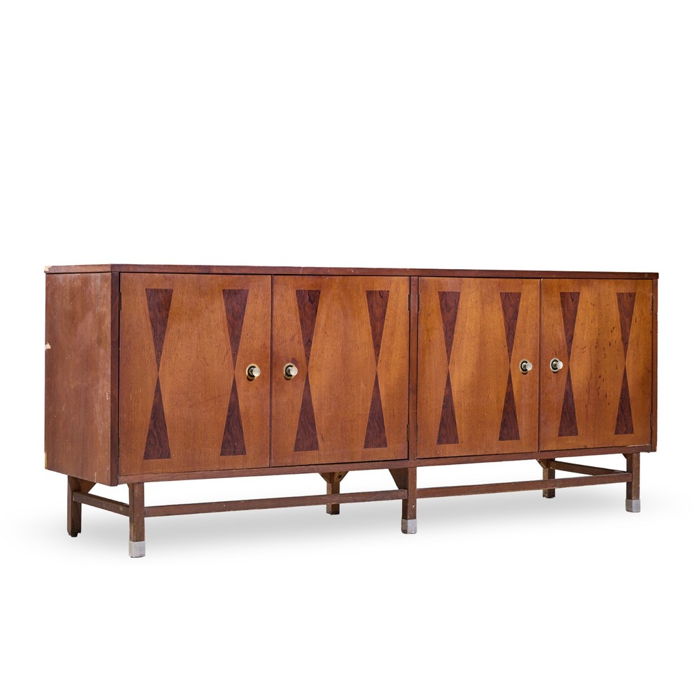 Stanley Mid Century Walnut Harlequin Credenza
