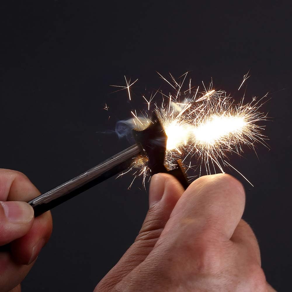 2PCS Compact Fire Starter with Scraper Striker, Replaceable Threaded Ferro Rod F