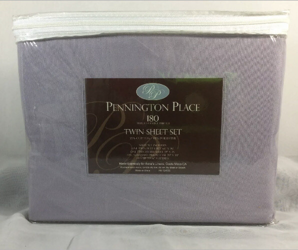 Pennington Place 3 Pc Twin Sheet Set 180 Thread Count Lilac