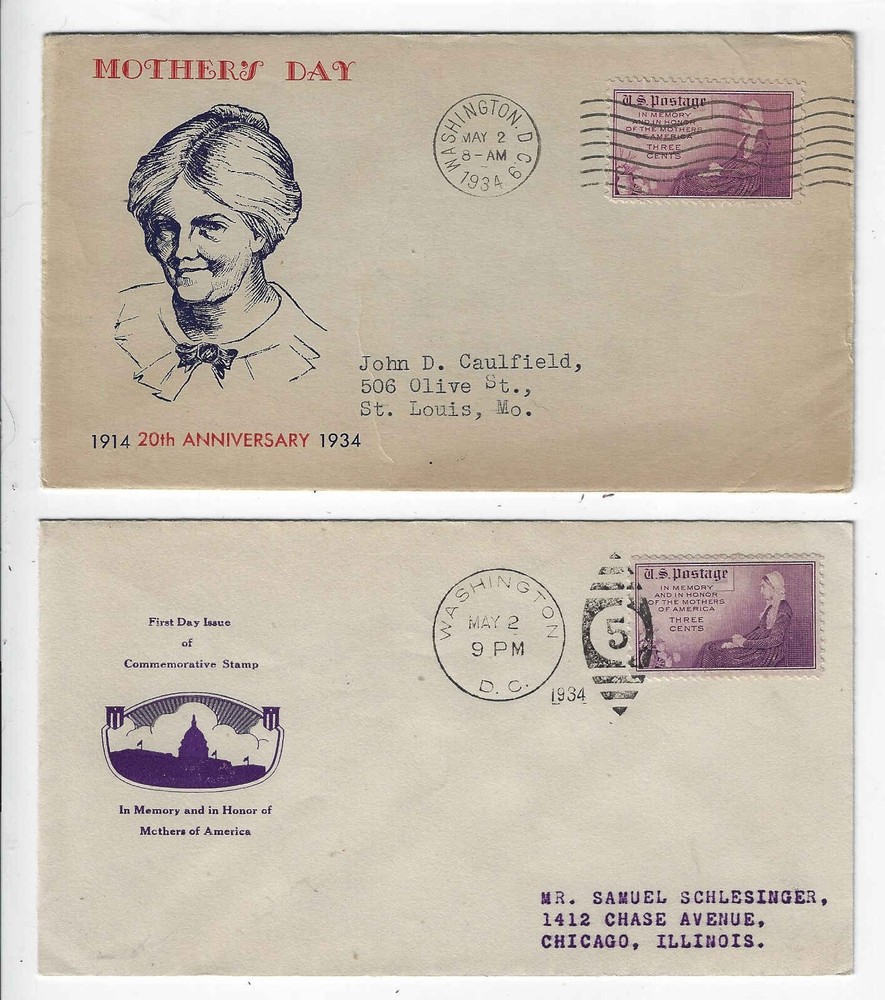 FDC's   # 737-3 , 737-52  --  1934  --  Mothers Day