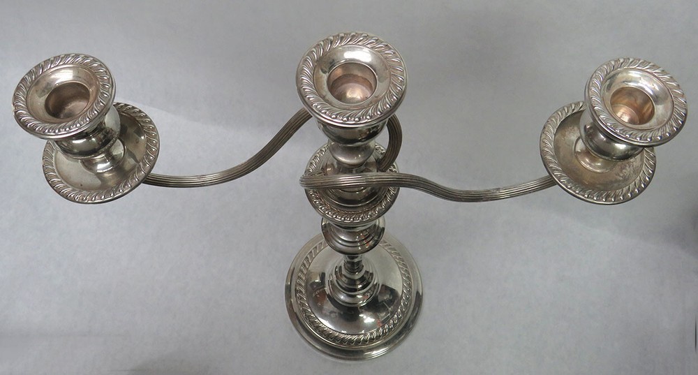 EXCEPTIONAL PAIR PREISMER STERLING SILVER 3 TIER 16" CANDELABRAS STICKS