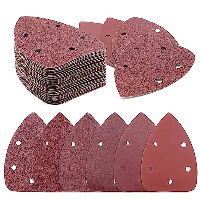 140 x 98mm Mouse Detail Sander Sandpaper 5 Hole 60Pcs Hook and Loop Assorted 60