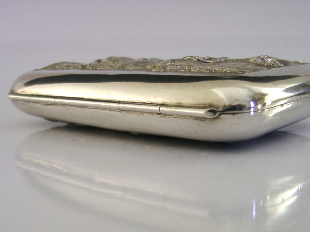 SUPERB ANGLO INDIAN SOLID SILVER CIGAR / CIGARETTE CASE c1910 ANTIQUE 132g