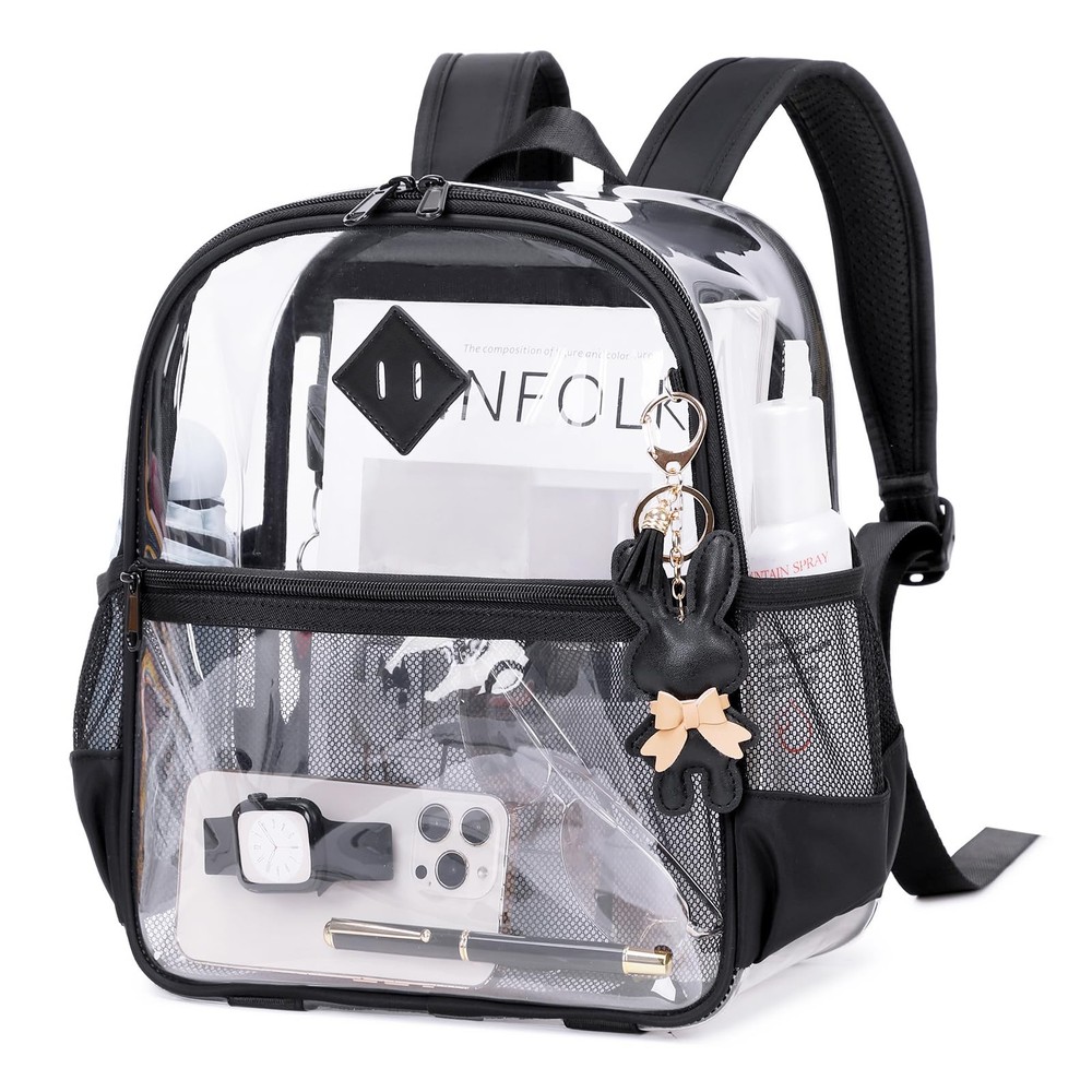 MUSEVOS Clear Backpack for Stadium Events Approved Small, Black Transparent