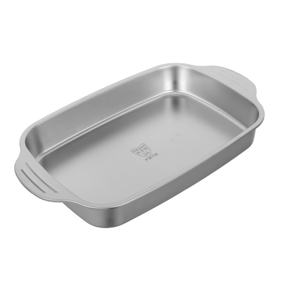 Stainless Steel Roasting Pan: 316L Rectangular Baking Tray - Broiler Pan for