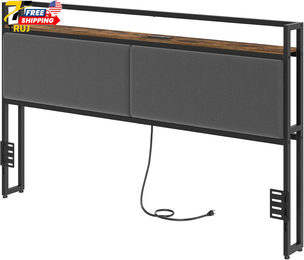 King Size Headboard Only Upholstered King Headboard with Charging Station Head