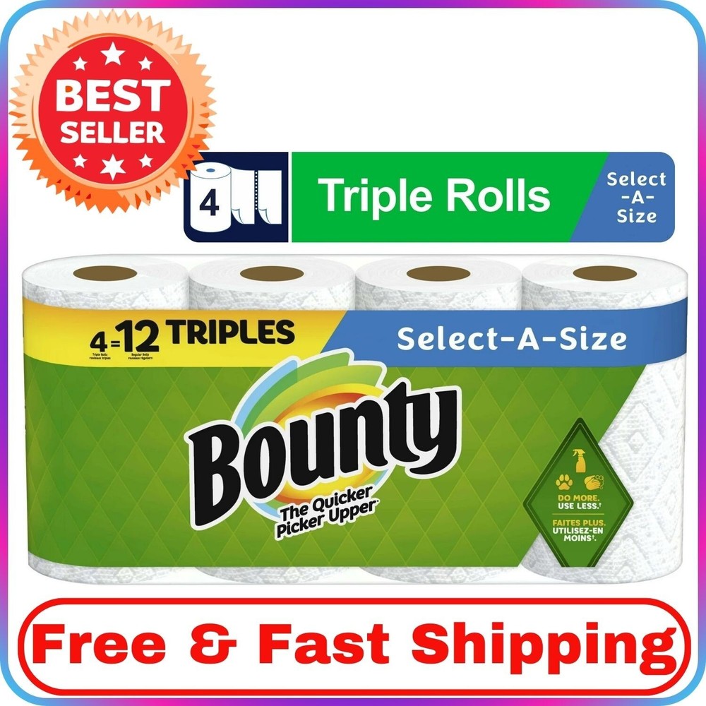 Bounty Paper Towels Select-a-Size, 4 Triple Rolls