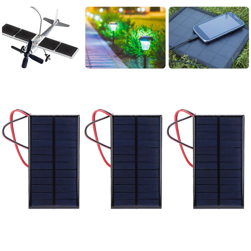 3pcs DC 6V 1W Solar Panel Cell Power Module Solar Panel With 30cm Cable