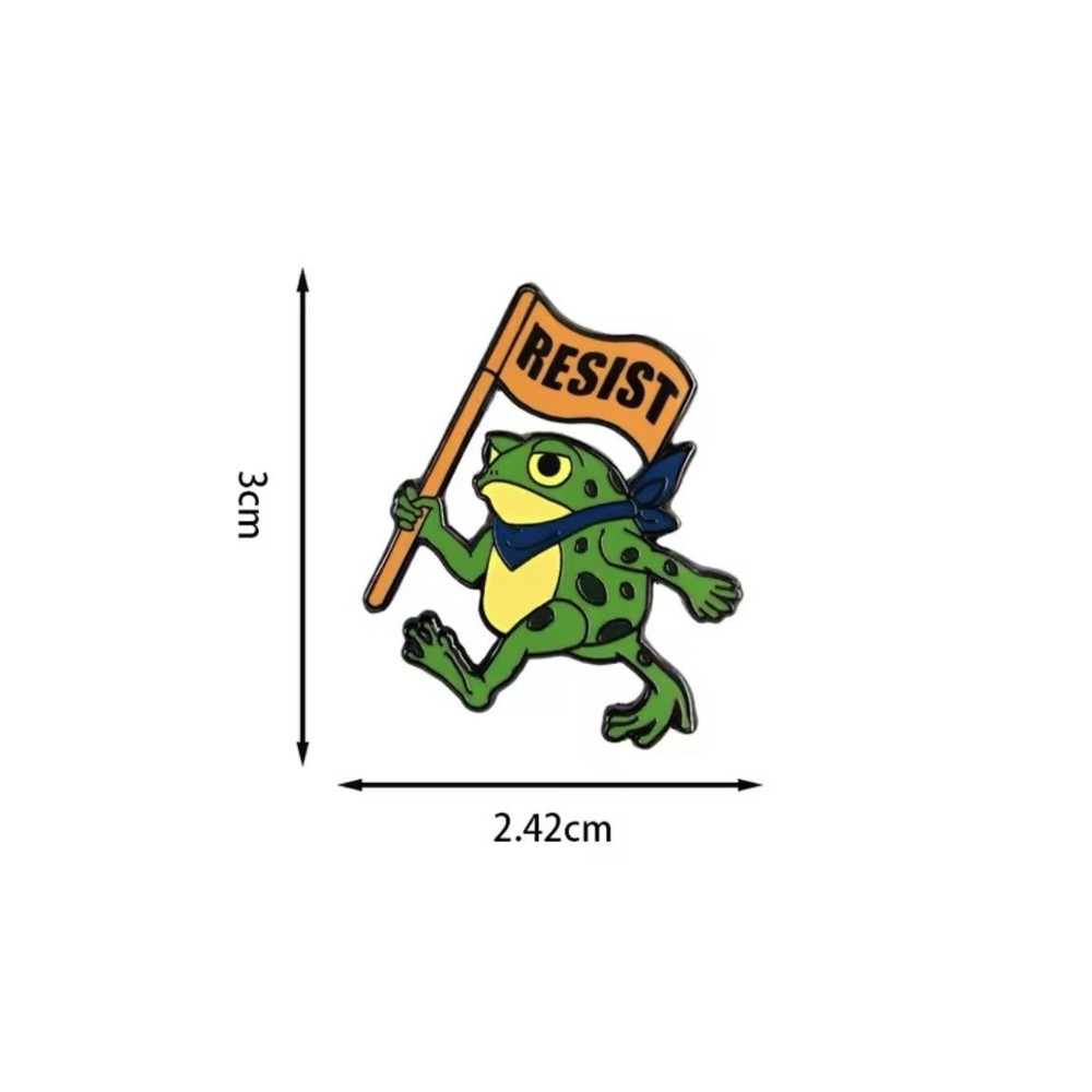 Resist! Protesting Frog Enamel Pin - Human Rights Protest Oppression Fk ICE FTP