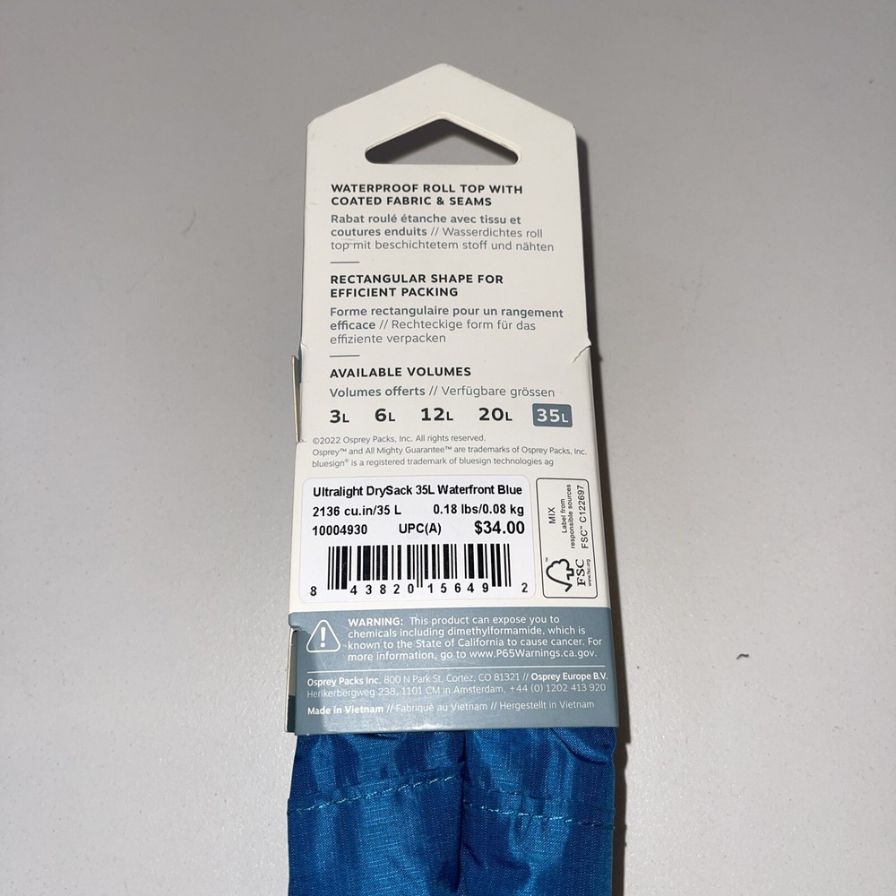 Dry Sack Waterproof Ultra Light 35 L Rectangle Shape Black