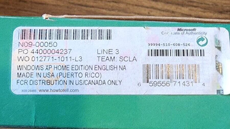 Microsoft XP Home Edition Version 2002 Software w/ COA Key Upgrade New-In-Box