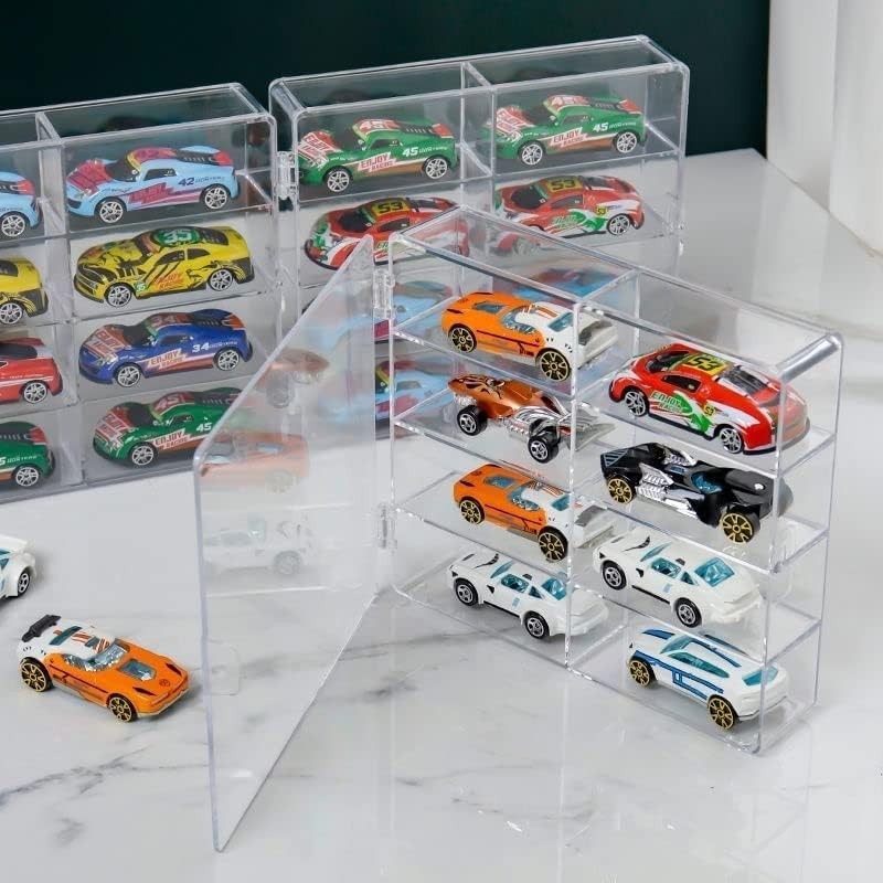 Protective Stackable Acrylic Organizer for 1/64 Scale Toy Cars - Clear & Compact