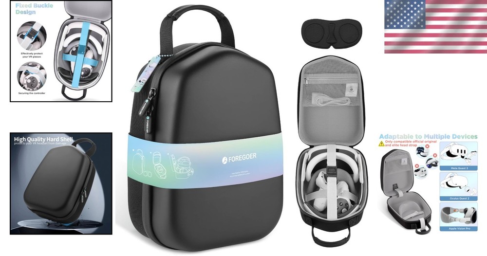 Travel-Ready VR Carrying Case for Quest 2/3 - Includes Lens Protector & Storage