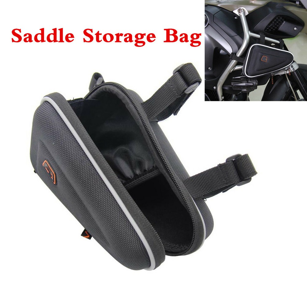 Motorcycle Saddle Storage Bag Engine Guard Mount Case Pouch Accessories Black
