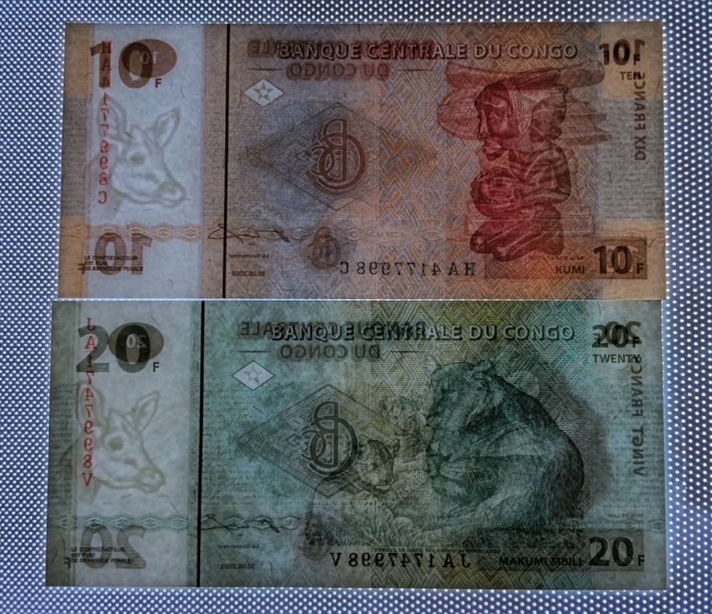 Congo 10 50 20 10 Centime UNC 2003 and 2007