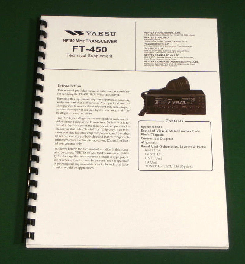 Yaesu FT-450 Technical Manual: Includes all 11"X17" Foldout Diagrams!