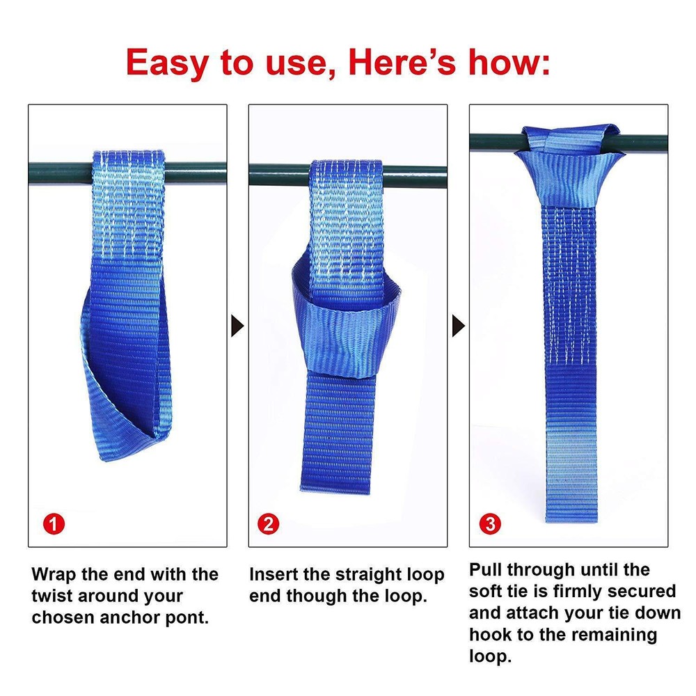 6-Pack Soft Loop Tie Down Pull Grab Straps 2 TONS Heavy Duty For Motorcycle ATV