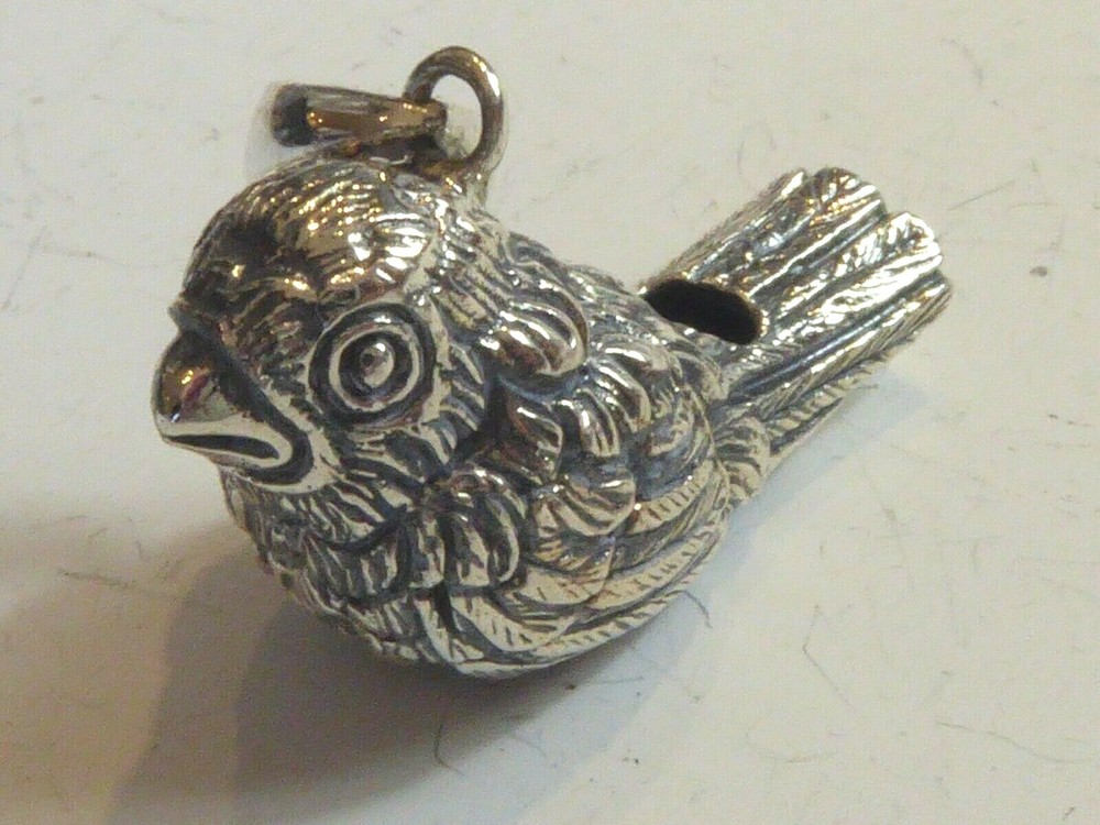 SOLID SILVER NOVELTY BIRD WHISTLE