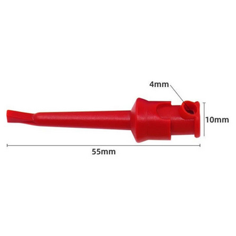 10PCS Mini Grabber Test Hook Clips Insulated Black & Red for Electrical Testing~