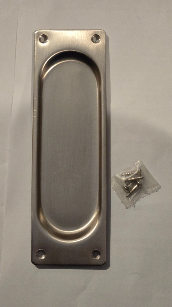 Gruppo Romi Rectangular PD302S Flush Plate Pull for Pocket Door, Satin Nickel