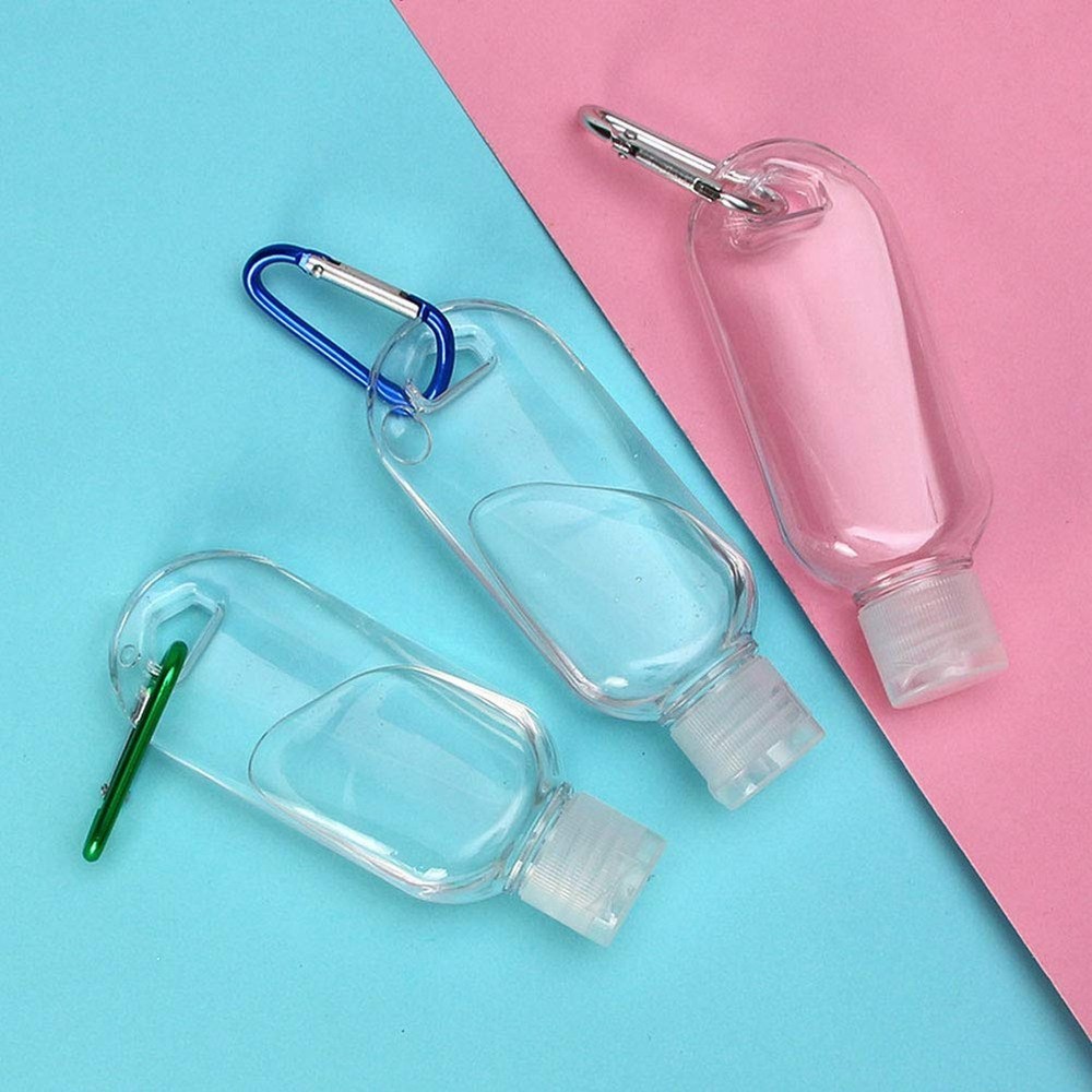 30 Pack Travel Plastic Clear Keychain Bottles, Leakproof Refillable Empty Bot...