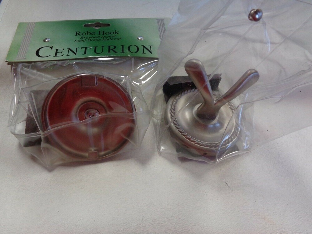 SKI CENTURION SOLID BRASS BRUSHED NICKEL ROBE HOOK PAIR (2) MARINE BOAT