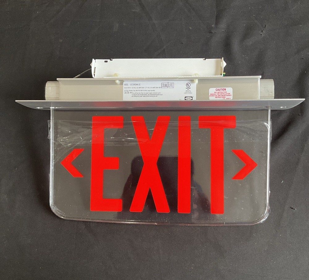 Dual Lite LED Emergency Exit Double Face Sign White LECSRDNA-2C A2
