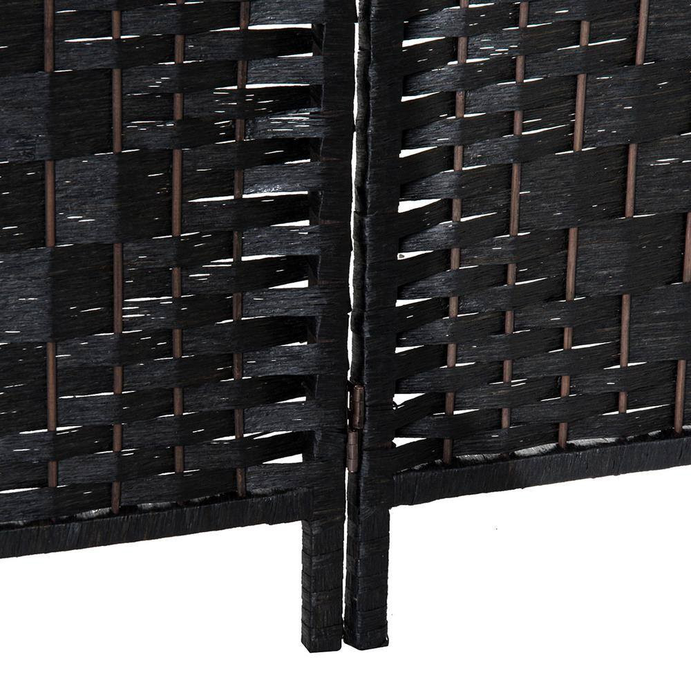 6 Ft Tall Black Wicker Weave 4 Panel Room Divider Privacy Screen