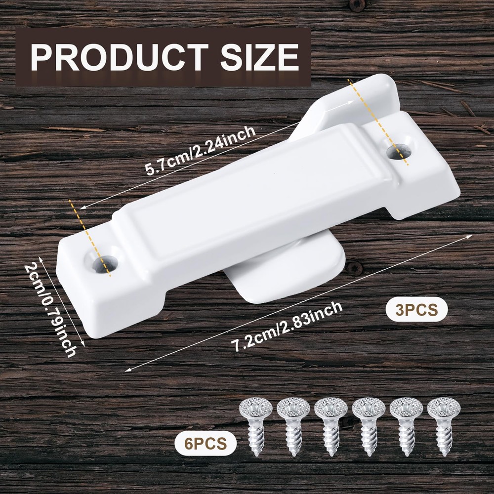 3PCS Window Sash Locks for F2590 White Latches, Vertical Horizontal Security
