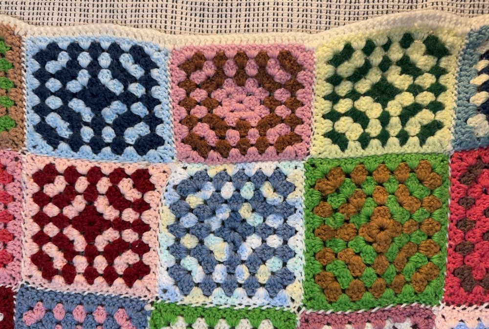 Handmade Crochet Granny Square 36x65 Multicolor Afghan Blanket Throw Bright